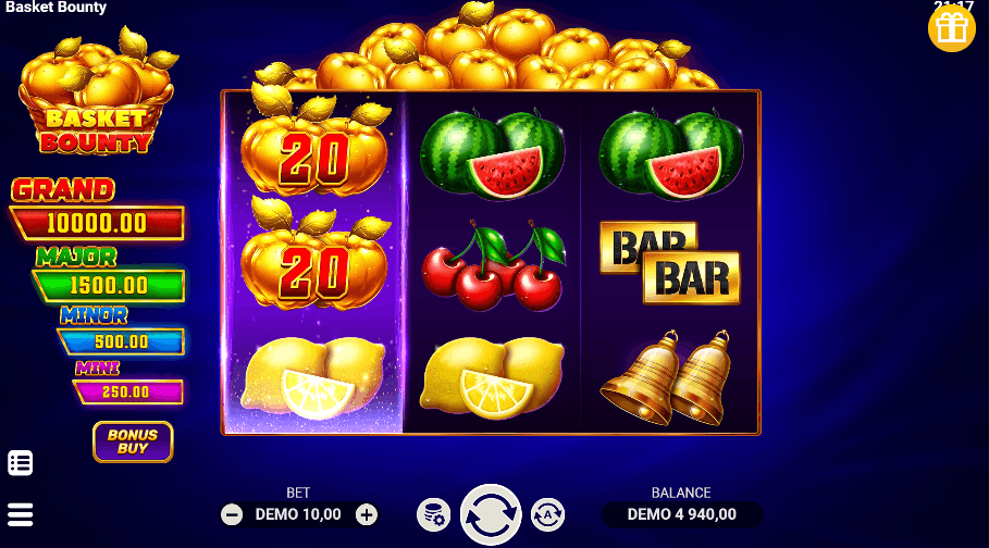 Basket Bounty función Apple Harvest — mecánica de bonus de Evoplay